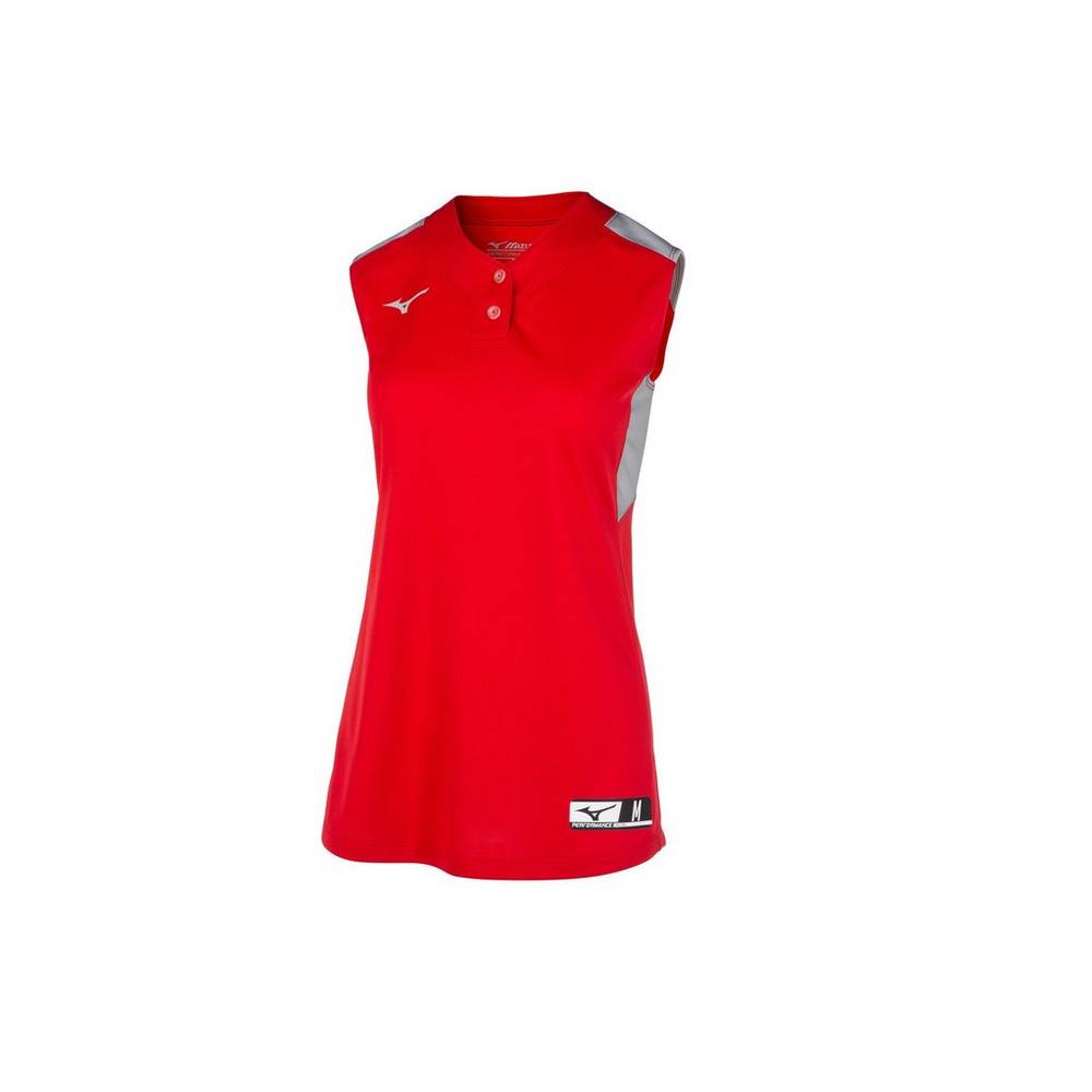 Jerseys Mizuno Aerolite 2-Button Sleeveless Mujer Rojas/Gris Comprar XJQM-05143